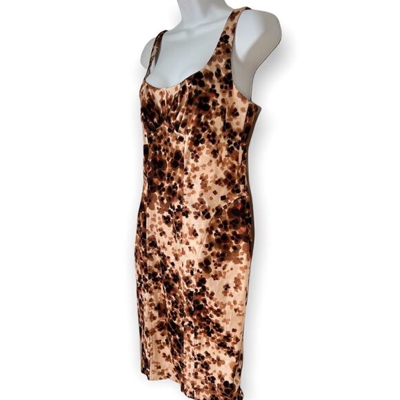 David Meister Sheath Satin Animal Leopard Print Fall Dress size 8 - Picture 3 of 5